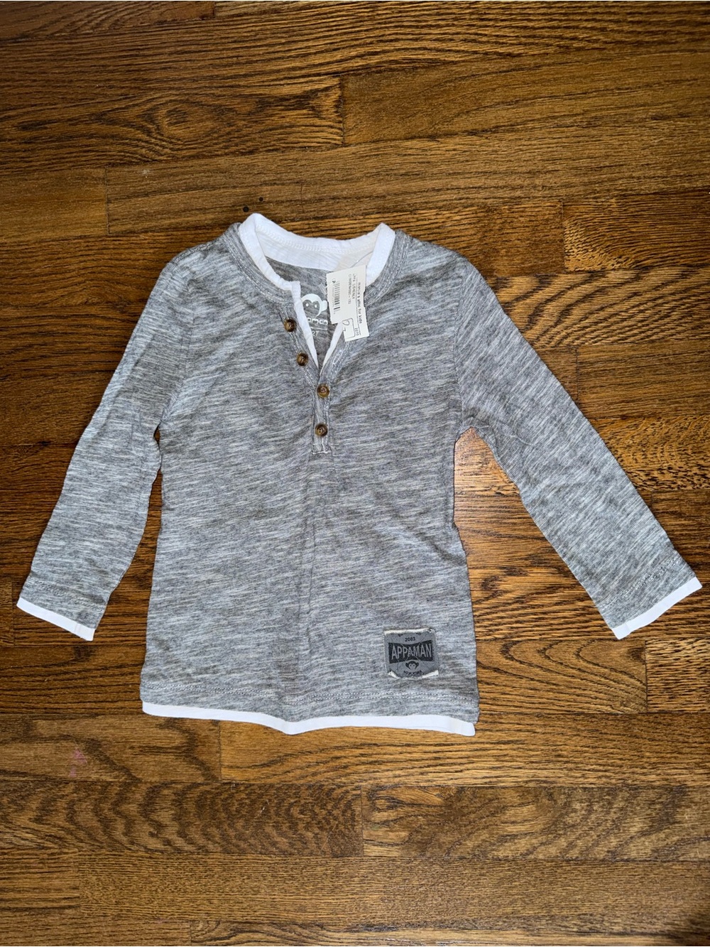 Appaman Grey and White Long-Sleeve Henley Tee for Kids NWT, size 2T